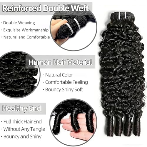 Natural Color Burmese Curly Human Hair Bundles 16 Inch Water Wave Textured Spiral Curls for Black Women