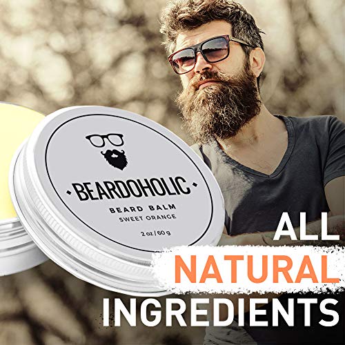 Beardoholic Beard Balm and Comb Set ? 100% All Natural, 100% Pearwood Hand Made Design ? Anti-Static, Eliminates Tangles and Ingrown Hairs, Itch and Dandruff ? Style Beard With Ease