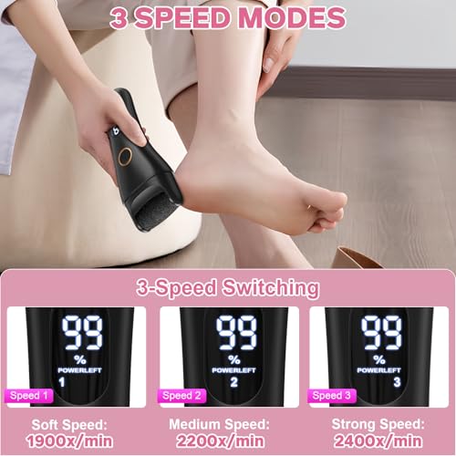 Spriak 16-in-1 Electric Callus Remover Foot File for Pedicure, Black