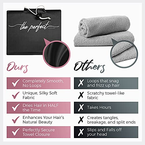 THE PERFECT HAIRCARE Black Microfiber Hair Towel Wrap Large Fast Drying Anti-Frizz for Women