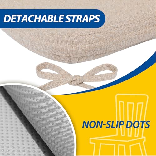 Oatmeal Beige Chair Cushions for Dining Chairs 17 x 16 x 2 in Set of 6