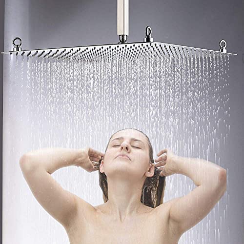 Saeuwtowy 20 Inch Large Rainfall Shower Head Ultra-Thin High Pressure Stainless Steel 03