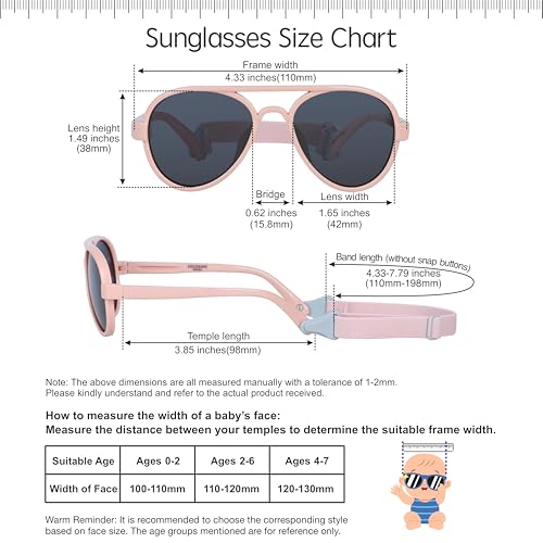 Baby Aviator Sunglasses with Strap - Polarized Flexible Frame for 0-24 Months