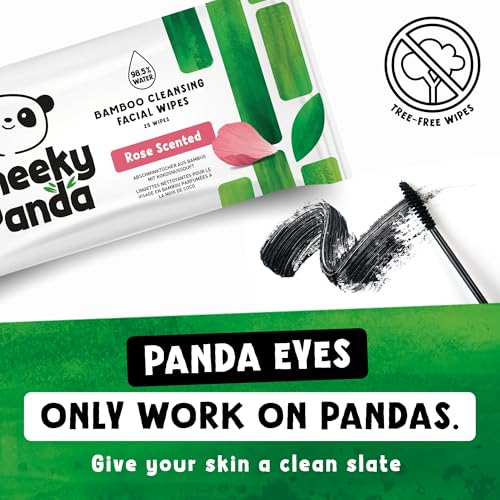 The Cheeky Panda Face Cleansing Wet Wipes Bulk Pack | 24 Packs of 25 Flushable Makeup Remover Wipes Rose Scented | Biodegradable Facial Wipes