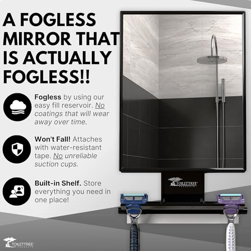 ToiletTree Products Fogless Shower Mirror - Anti-Fog Mirror - Adjustable Shaving Mirror with a Squeegee - Rust-Proof, Impact-Resistance Bathroom Shower Mirror - Tall