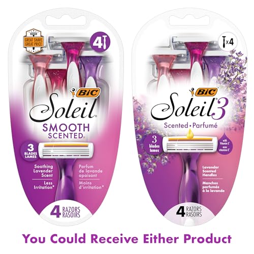 Disposable Razor Set - BIC Soleil Twilight 4-Count Pack of 6 Women’s Razors with Triple Blades