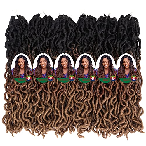18 Inch Faux Locs Crochet Hair for Black Women - Soft Goddess Locs, 6 Packs, Variation of 1B/30/27