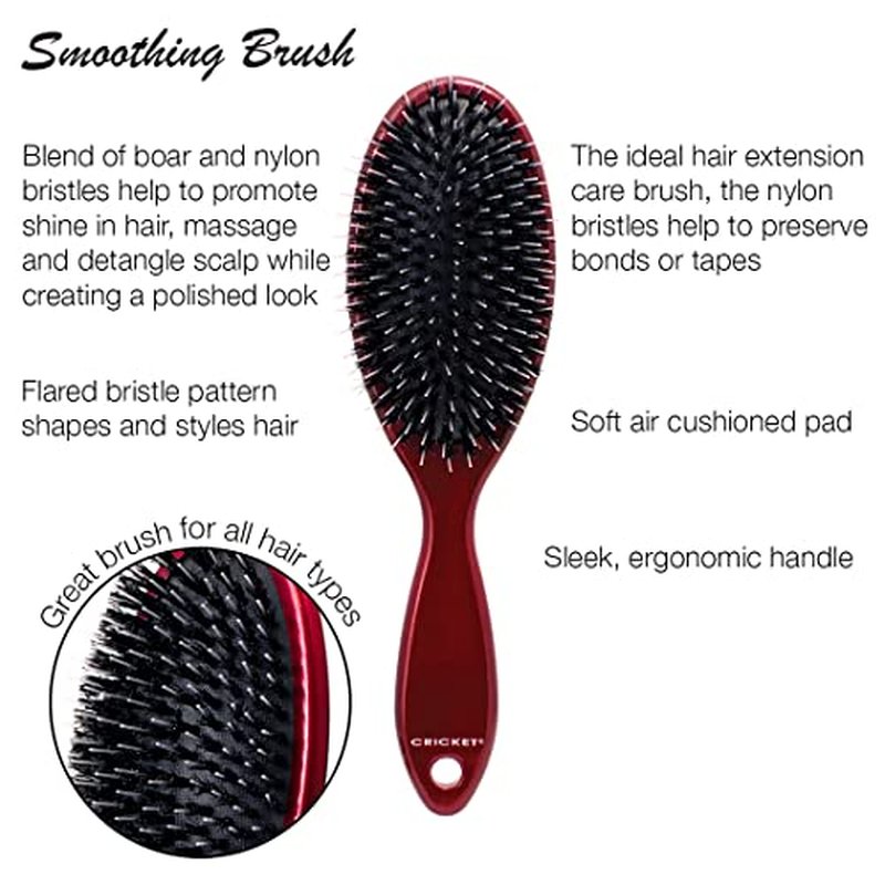 Cricket Smoothing Boar & Nylon Bristle Hair Brush - Natural Boar and Anti-Static Nylon Bristles for Shine and Texture - Brushes for All Types, Including Thin and Fine Hair