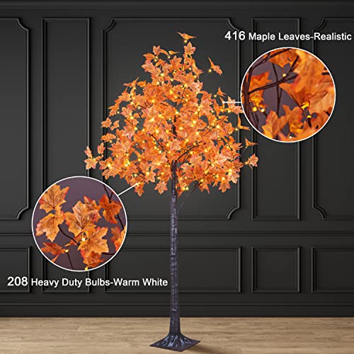 7FT LED Lighted Maple Tree - Fall Harvest Thanksgiving Decor with 208 Warm White Lights