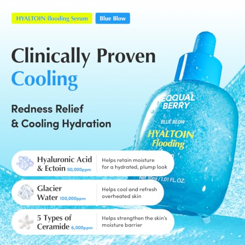 Hydrating Face Serum with Hyaluronic Acid & Ceramides - Redness Relief & Cooling Care, 1oz