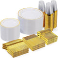 Gold Disposable Plastic Plates for 100 Guests - 600 Pieces Partyware