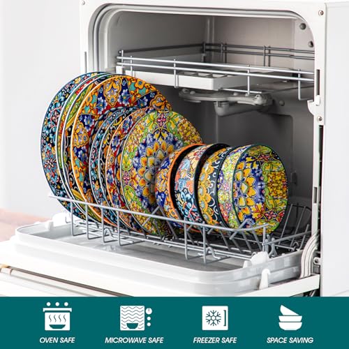 Vancasso Bohemian Style Dinnerware Set for 4 - 12 Pieces, Plates & Bowls, Microwave & Dishwasher Safe
