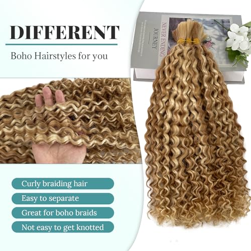 14 Inch Water Wave Human Hair for Braiding - 2 Bundles 100g - Blonde #27P613 Variation 27P613