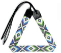 Native American Style Beaded Hatband - White & Blue Southwestern Cow Rode Handmade Headwear - Variation: White & Blue