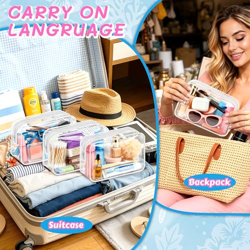 Medium Clear Waterproof Makeup Bag Set - 12 PVC Travel Toiletry Organizer