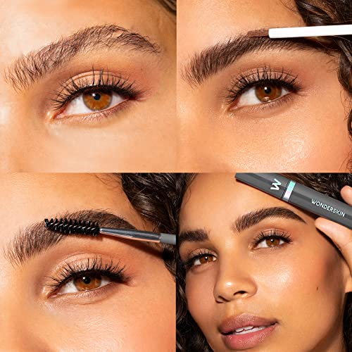 Wonderskin Dream Brow Eye Brow Gel Serum (Dark Brunette) and 1440 Longwear Pencil Eyeliner, Eye Makeup (Kalamata)