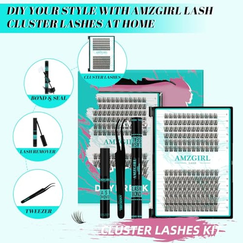 Lash Clusters kit Daybreak Lash Extension Kit with Lash Bond & Seal Lash Remover and Lash Applicator for Diy Lash Extension Kit at Home(D-Mix8-16mm kit,Daybreak-v14)