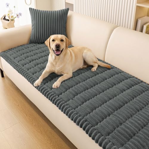 Smiry Dark Grey 27.6 x 82.7 Inch Couch Cover for Dogs – Washable Non-Slip Sofa Protector