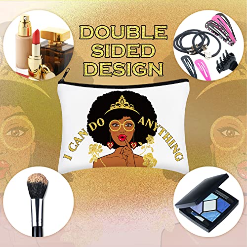 Umigy 12 Pcs African Girl Makeup Bags Black Girl African Gifts Afro Melanin Art Cosmetic Canvas Bags Funny Cute Reusable Toiletry Pouch Organizer Black Owned Business Gift for Women(Stylish Style)
