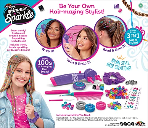 Cra-Z-Art Shimmer ’n Sparkle Hair Design Kit – 3-in-1 Bead & Twist Deluxe