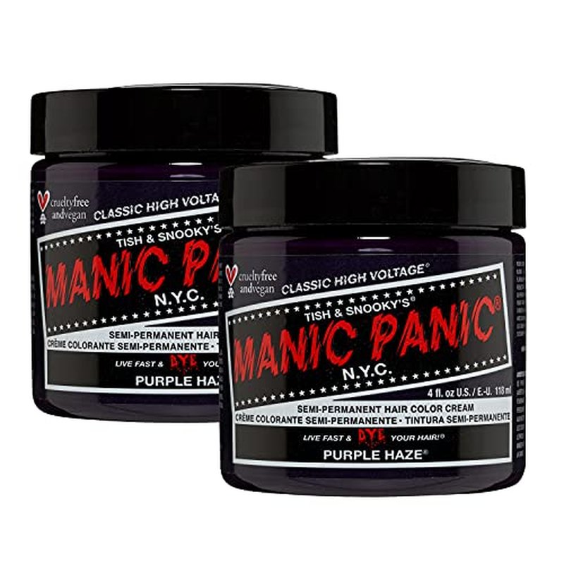 MANIC PANIC Classic Purple Haze Semi Permanent Hair Color - Warm Dark Purple Hair Dye for Women & Men That Lasts 4-6 Weeks - Vegan, Ammonia & Cruelty-Free - Create & Mix Custom Shades (4oz / 2pk)