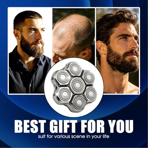 Silver 2-Pack Magnetic 7D Shaver Head Replacement for Bald Men and Head Shavers