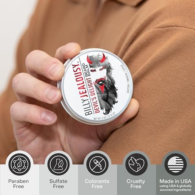 Billy Jealousy Beard Balm with Light Hold & Low Shine, Everyday Beard Styling Balm Loaded With Coconut, Shea & Sunflower Oils For Smooth & Nourished Facial Hair & Skin