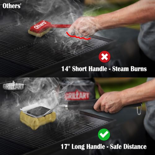 Bristle-Free Grill Brush with Steam Cleaning & Replaceable Head - Black