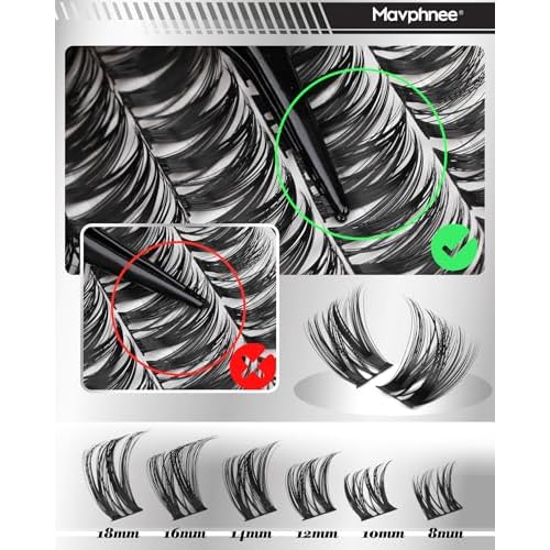 Lash Clusters Wispy Eyelash Clusters Ultra-Dense Individual Lashes Extensions Dramatic Cluster Lashes CD-Curly Cluster Eyelash Extensions Wet Look Natural 132PCS DIY Lash Pack (Flaunt, 8-18MM)