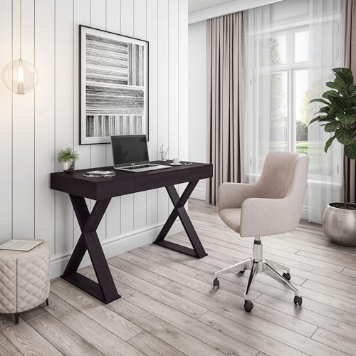 Techni Mobili 47-Inch Modern Writing Desk with Drawer - Espresso Home Office Table