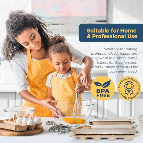 Perlli Blue 10-Piece Nonstick Bakeware Set with Cookie, Cake, Loaf & Pizza Pans