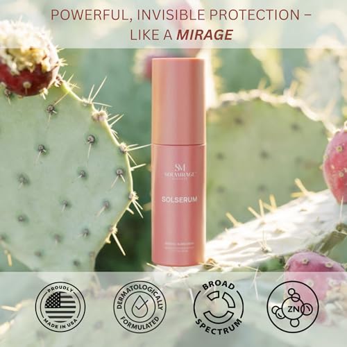 Solserum Mineral Sunscreen SPF 40?Dermatologist-Formulated Facial SPF Serum with Non-Nano Zinc Oxide, Niacinamide & Antioxidants?Lightweight, Tint to Sheer Application, No White Cast, Dewy Finish