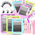 3 Styles Lash Clusters Kit Bulk Packs with 2¡¿Bond&Seal Volume/Manga/ultra/Dramatic Eyelash Extensions 8-18mm lashes Clusters Kit Wispy D Curl Individual Fake Eyelashes Kit DIY at Home Easily