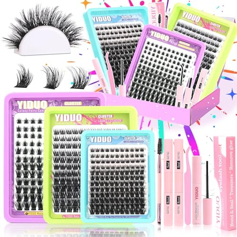 3 Styles Lash Clusters Kit Bulk Packs with 2¡¿Bond&Seal Volume/Manga/ultra/Dramatic Eyelash Extensions 8-18mm lashes Clusters Kit Wispy D Curl Individual Fake Eyelashes Kit DIY at Home Easily