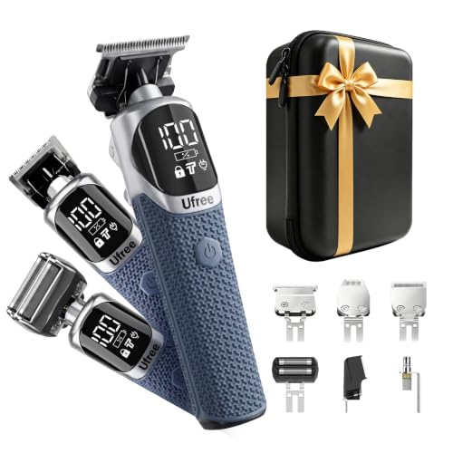 Blue 6-in-1 Men's Beard Trimmer & Electric Shaver Set - Hair Nose & Body Grooming