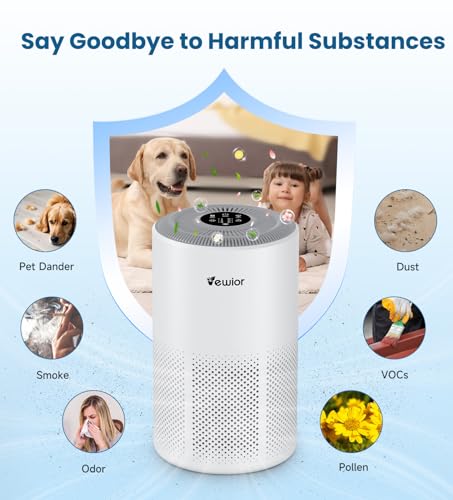White VEWIOR Air Purifier for Large Rooms Up to 1800 ft² with HEPA Filter
