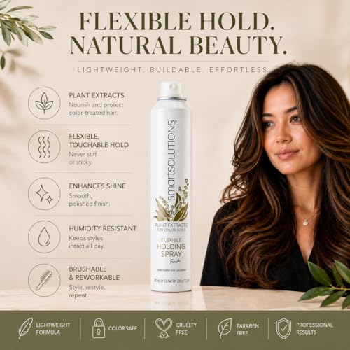SMART SOLUTIONS Flexible Holding Hair Spray - 10 oz, Light to Medium Hold, Non-Sticky & Easy to Wash Out