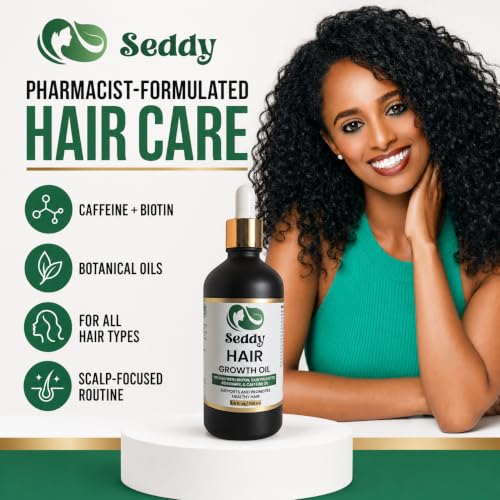 Seddy Natural Hair Growth Oil with Rosemary & Mint - 3.4 Fl Oz - Nourishing Hair Treatment for Thicker, Fuller Hair