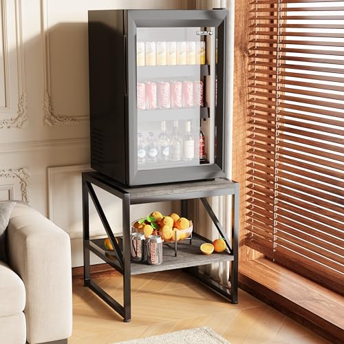 Mexin Square End Table with Charging Station 20in Printer Stand Grey Oak With USB