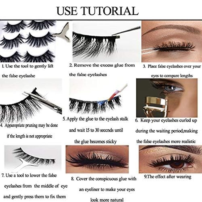 10 Pairs Pack Manga Anime False Eyelashes 3D Mink Eyelashes Thick Long Multilayer Fluffy,Dramatic False Eyelashes Handmade(M-03)