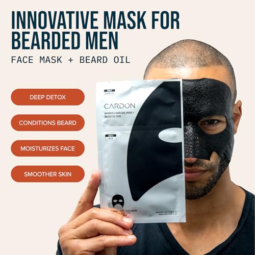 Charcoal Face Mask for Men with Beard Oil - Hydrating Detox & Grooming - Variation: Charcoal for Bearded Men