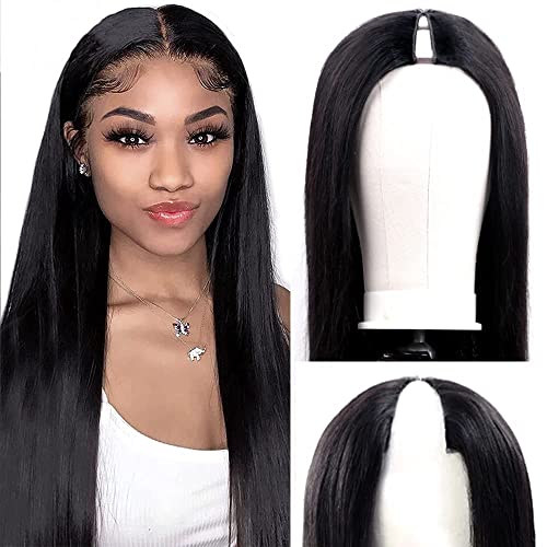 16 Inch Human Hair V Part Wig for Black Women - No Leave Out, Glueless, Natural Color