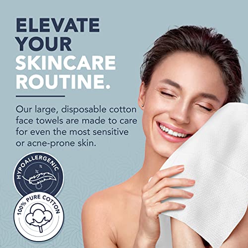 Dermacotton X-Large 100% Pure Cotton Disposable Face Towels - Pack of 100