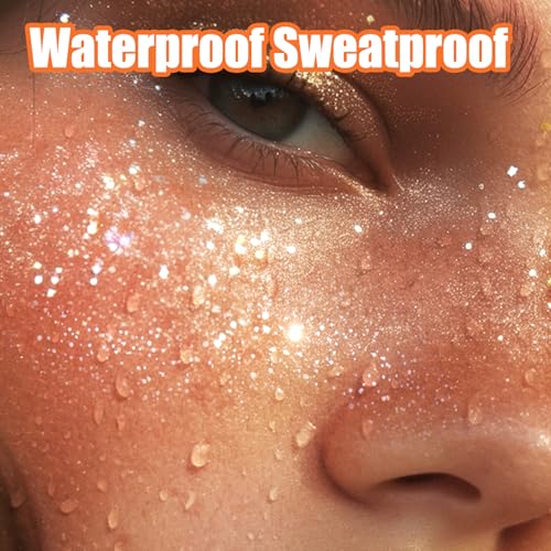Glitter Freckles Face Tattoo,6PCS Festival Rave Accessories for Women,Gold Silver Face Waterproof Sparkles Freckles Half Magic Makeup Jewels Stickers (6PCS)