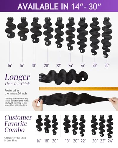 Natural Black 18 Inch IVA 16A Body Wave Human Hair Bundles - 100% Raw Hair