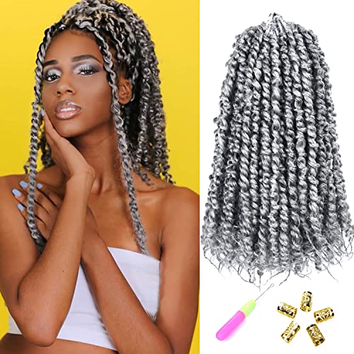 SUN LOCS 12 Inch Passion Twist Crochet Hair for Black Women - 8 Packs, TGrey#