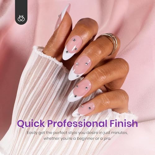 Beetles Almond Press on Nails - 210Pcs Ombre Medium Almond Nails Press on Nails 4-in-1 French Tip Press On Nails Press on 15 Sizes