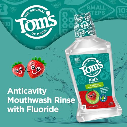 Kids Fluoride Mouthwash Silly Strawberry 16 Fl Oz Pack of 6 - Natural Cavity Protection