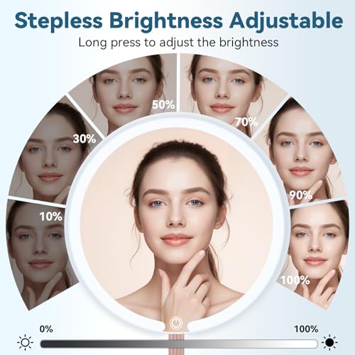 Makeup Mirror with Lights, 4K Ultra-Clear Reflection, Long-Press Adjustable Brightness, 3 Glow Settings, Flexible Multi-Angle Design ? Perfect for Makeup and Valentines Day Gifts for Her