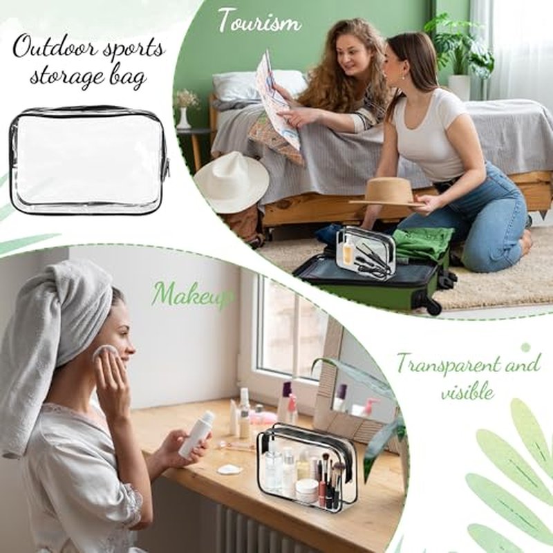 40 Pcs Clear Makeup Bags Bulk Travel Toiletry Bags 7.1x4.7'' Transparent Cosmetic Pouches with Zipper Waterproof Portable PVC Plastic Zippered Organizer Cases for Women Men Vacation Travel Bathroom